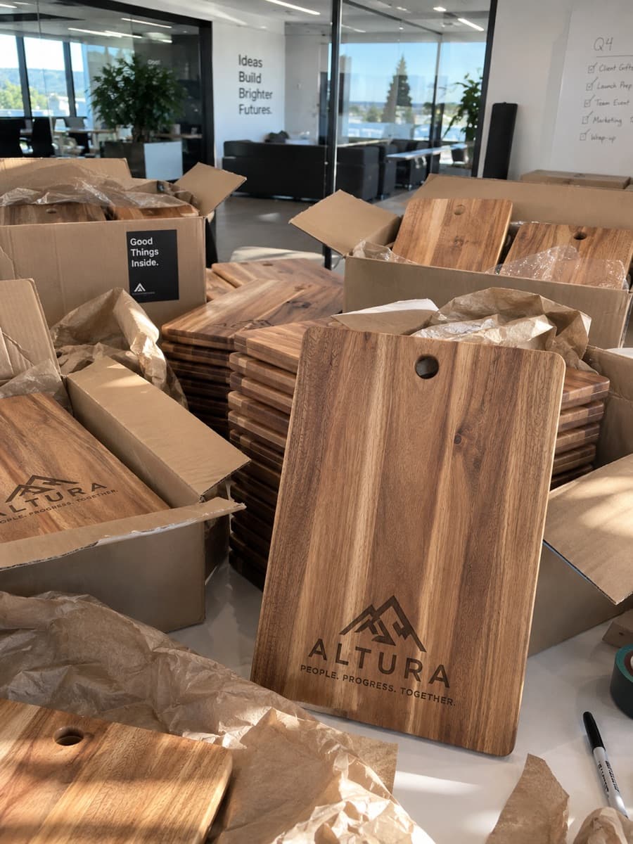 Altrua engraved boards prepared together for a bulk order