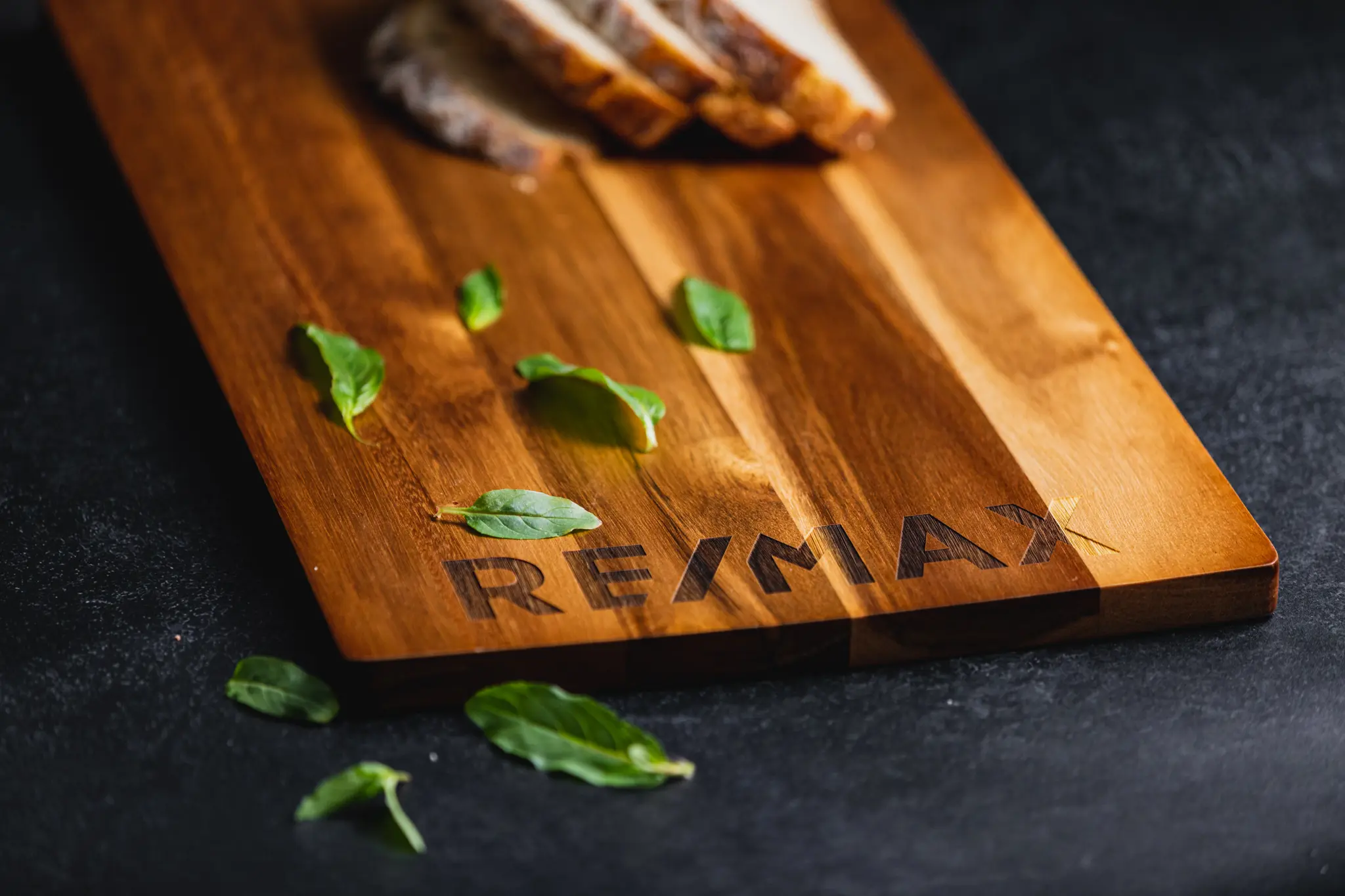 Engraved corporate logo cutting board